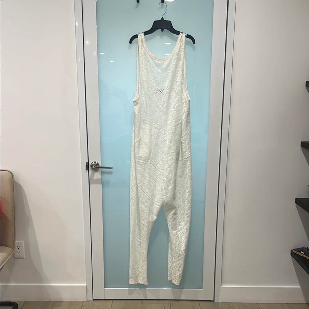 Cream Patterned Jumpsuit